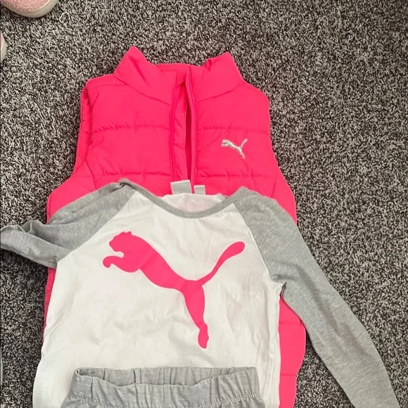 Puma Kids Pajama Set - White, Gray, and Pink - Picture 4 of 5